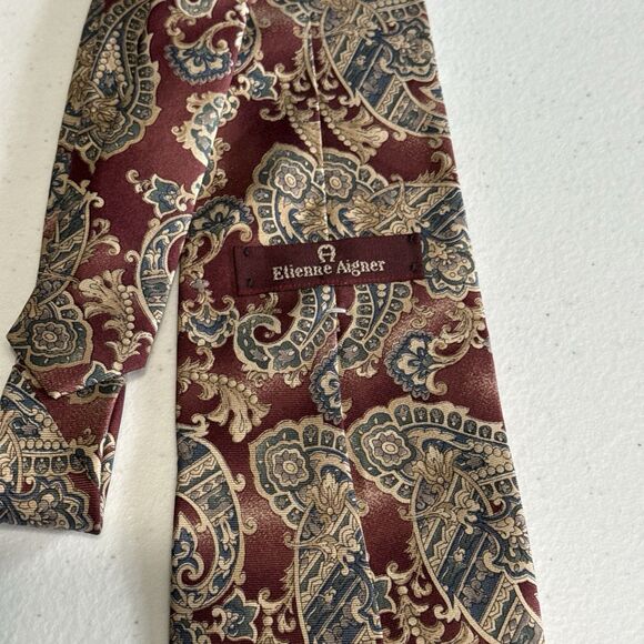 Vintage Etienne Aigner Men's Silk Paisley Neck Tie Wide 58" - Picture 4 of 5